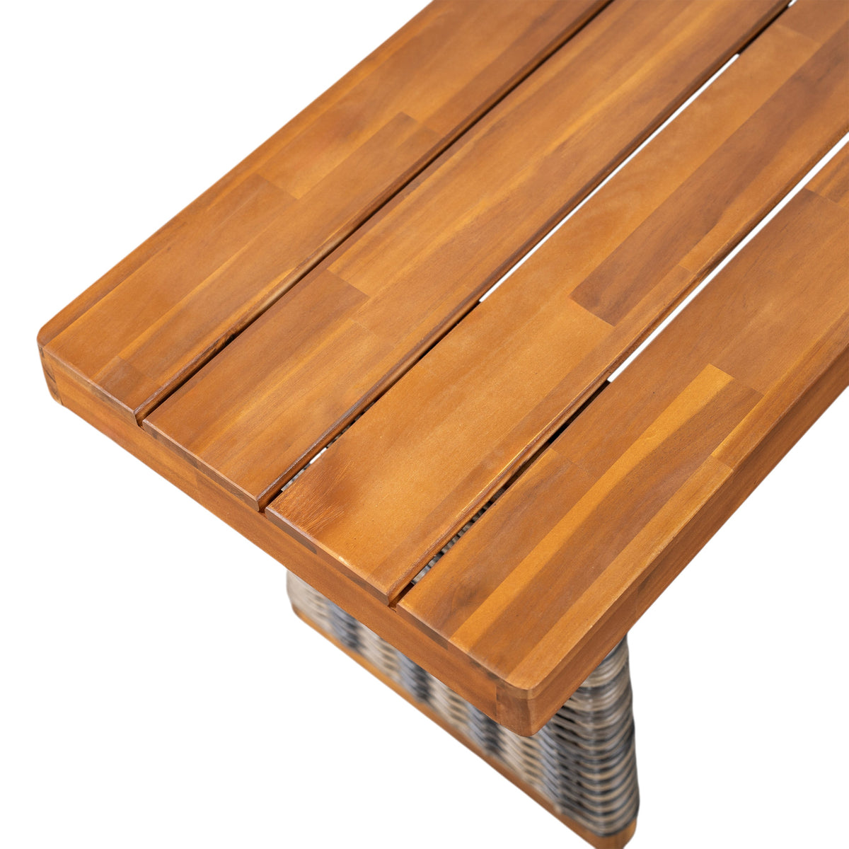 Outdoor Acacia Wood Bench (Set of 2) - Teak Finish