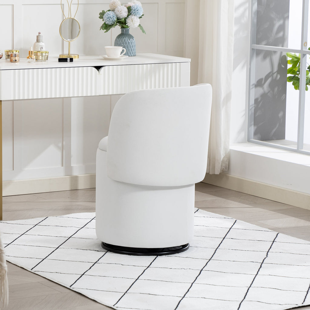 Stylish Upholstered Barrel Chair: 360° Swivel Vanity Stool
