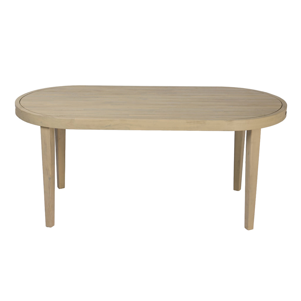 70" Oval Acacia Wood Outdoor Dining Table with Slatted Top