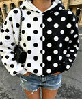 Women Heart Star Print Oversized Hoodie, Long Sleeve Casual Pullover Sweatshirt