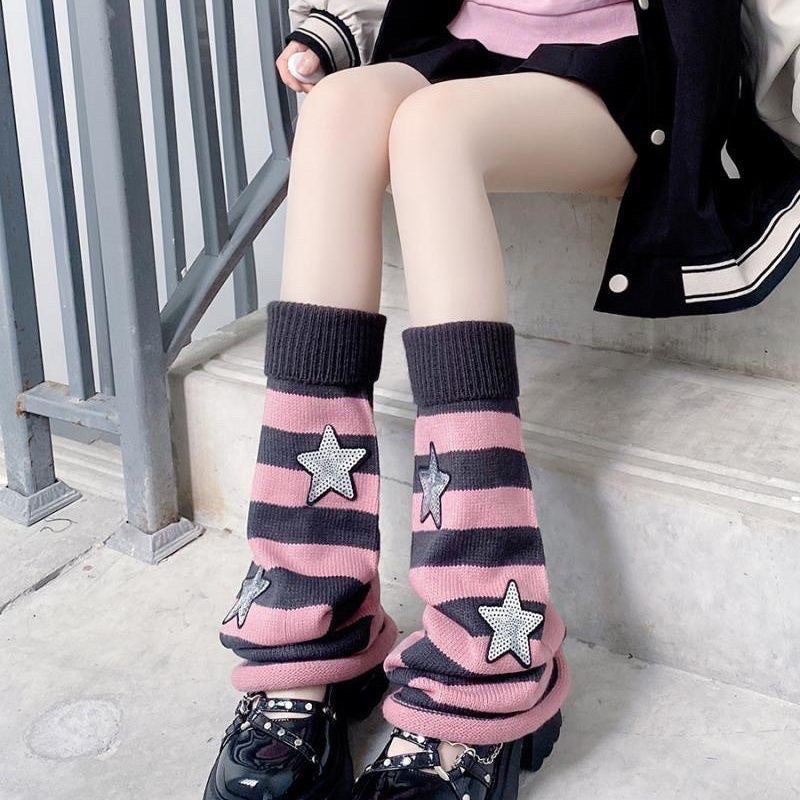 Wind Striped Knitted Leg Warmers For Women Socks To Pair With Snow Boots