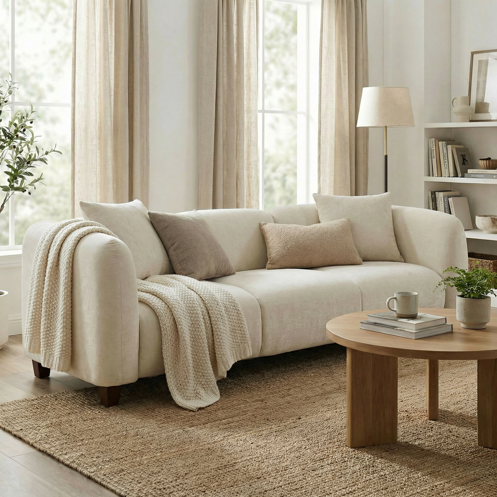 Silo 87 in. 3 Seater Modern Upholstered Chenille Sofa