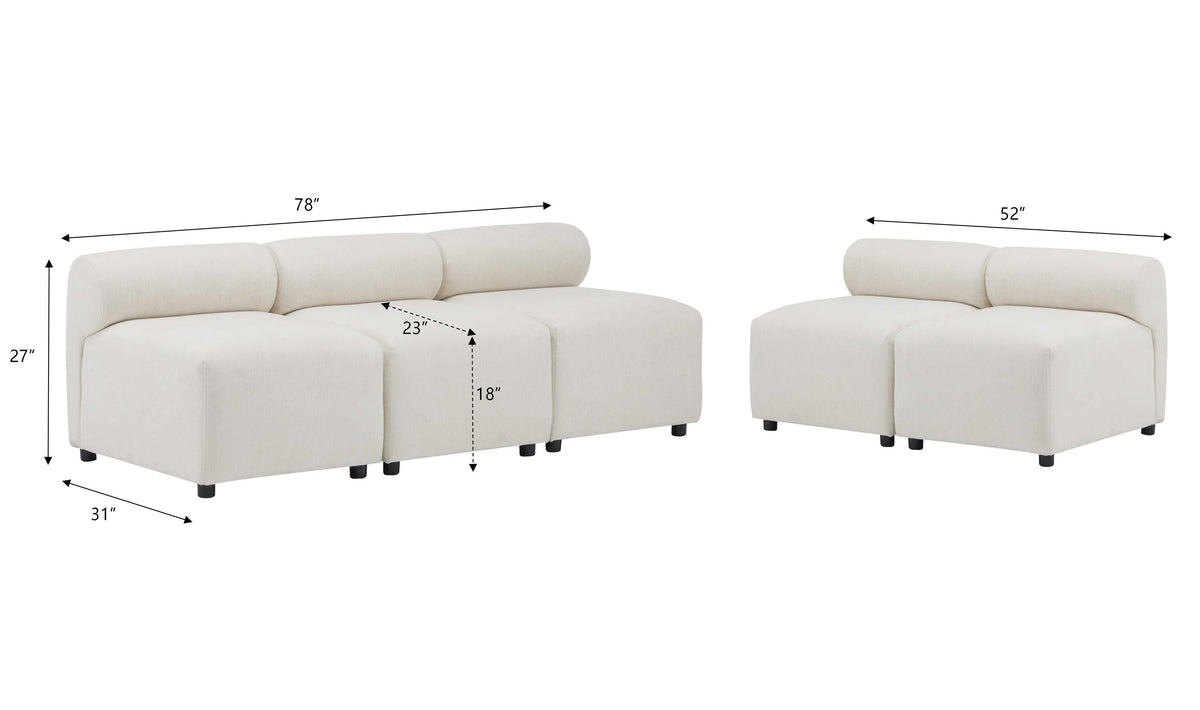 Evelyn 5-Piece Modular Free Combination Sectional Sofa