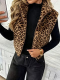 Leopard-print Sleeveless Vest Double-sided Fleece Jacket