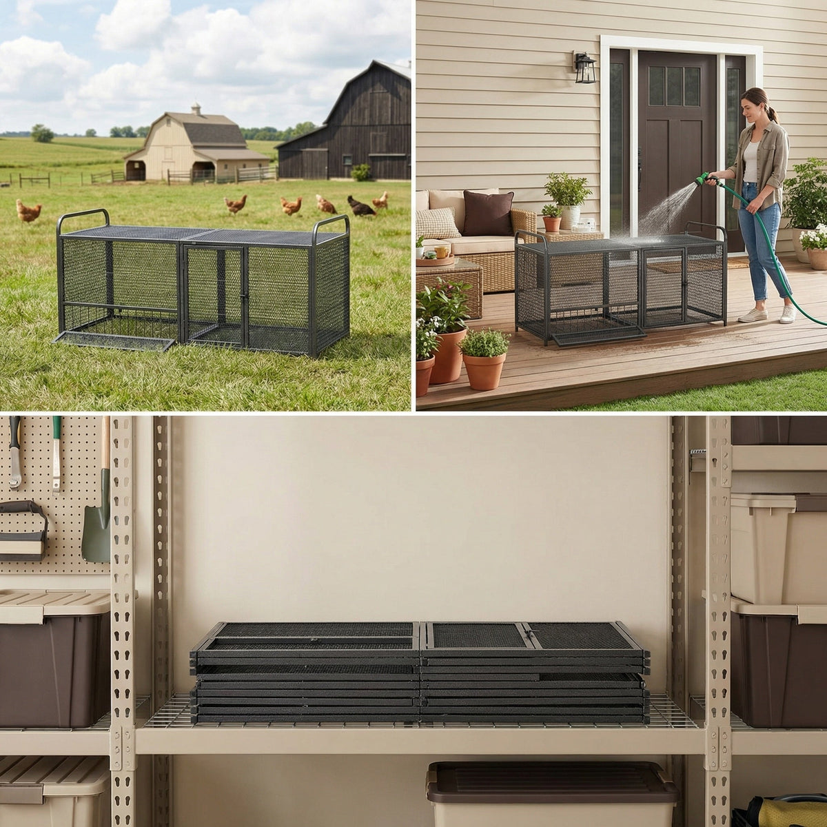 63" Chicken Cage Metal Poultry Breeding Coop