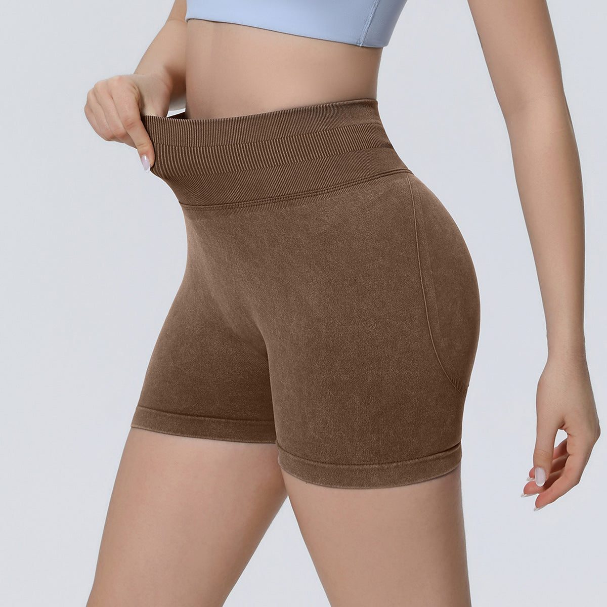 Seamless Knitted Sand-washed Yoga Shorts