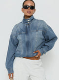 Loose Washed Denim Cross-BorderRetro Stand-Collar Jacket
