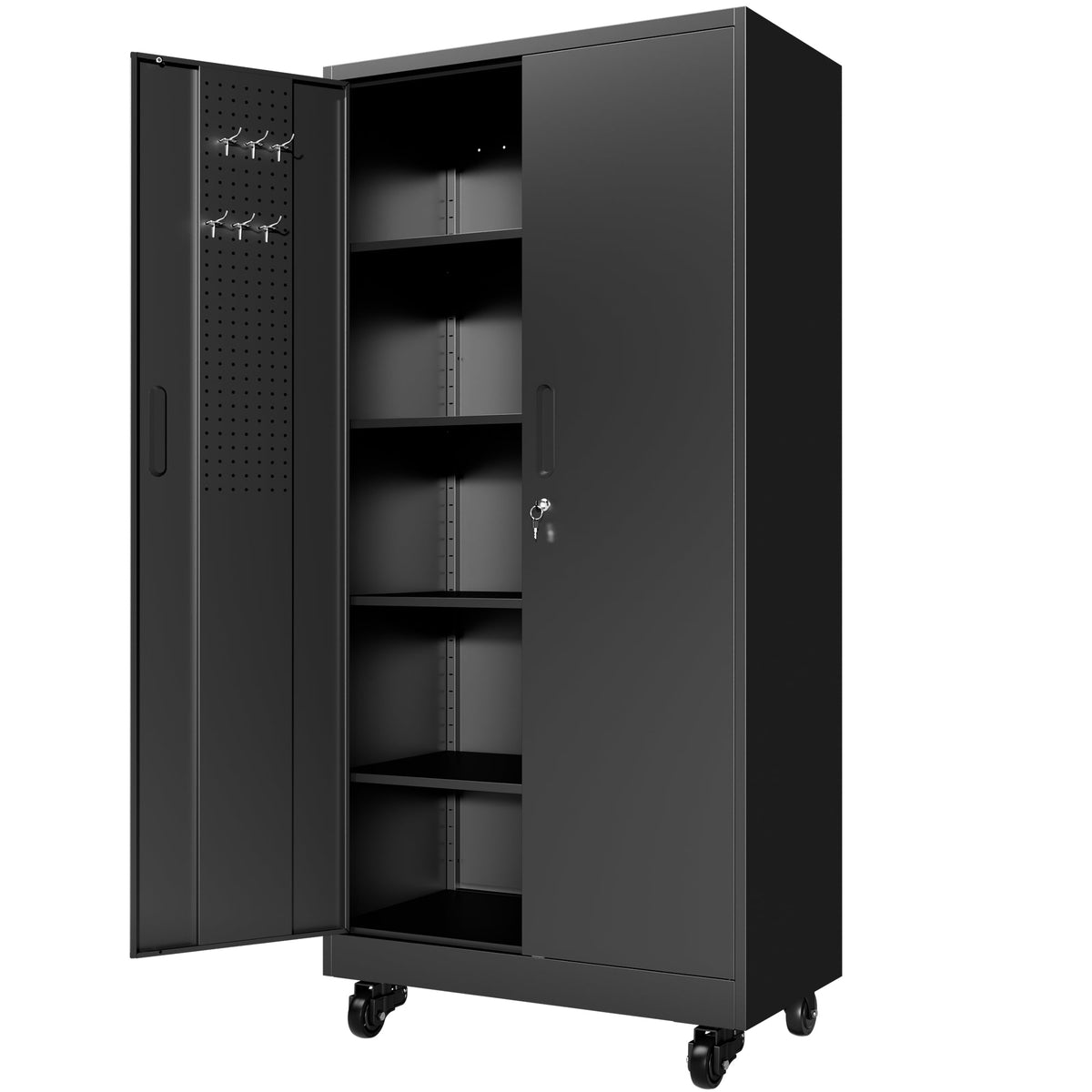 Heavy-Duty Metal Storage Cabinet with Wheels