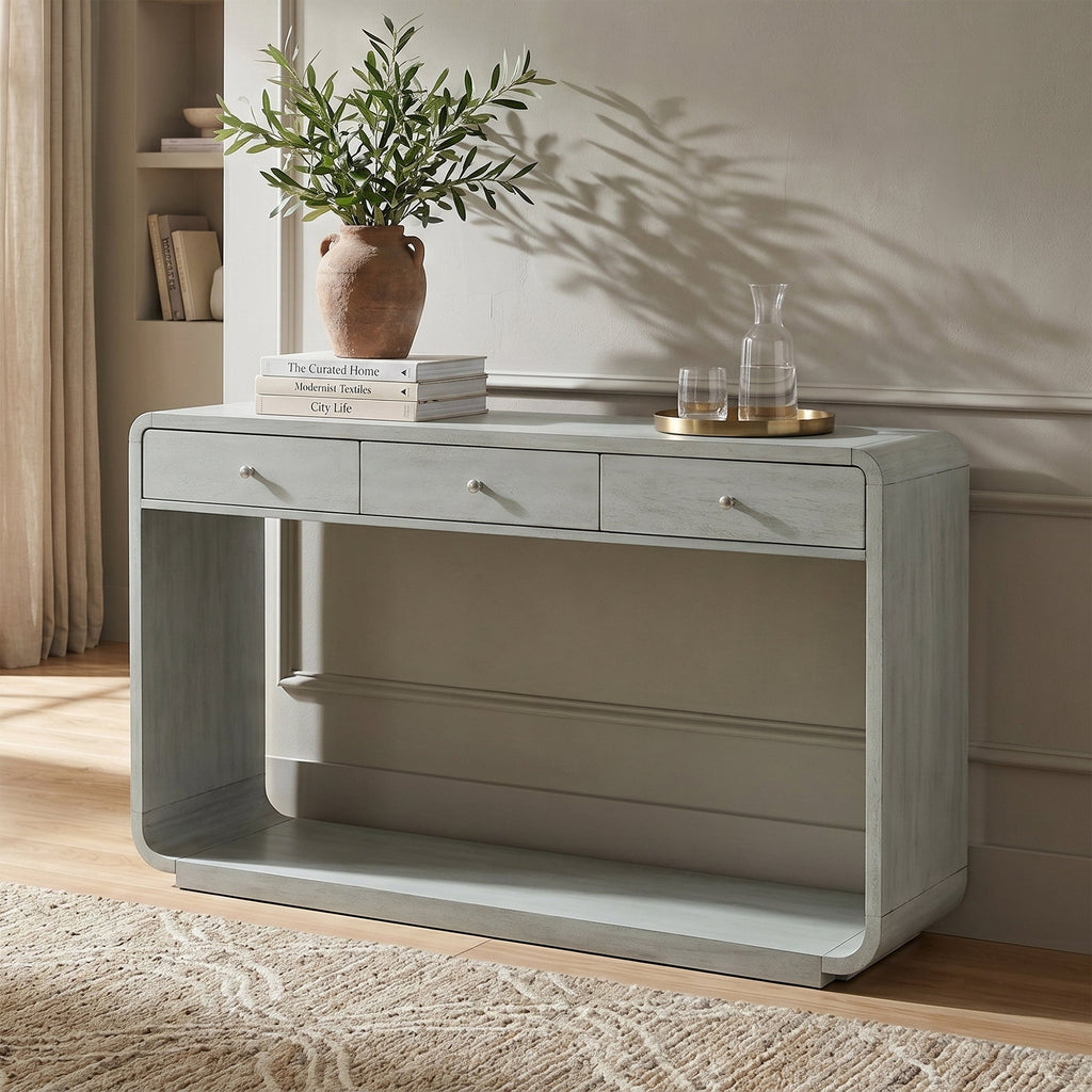 Antique-Style Console Table with 3 Storage Drawers