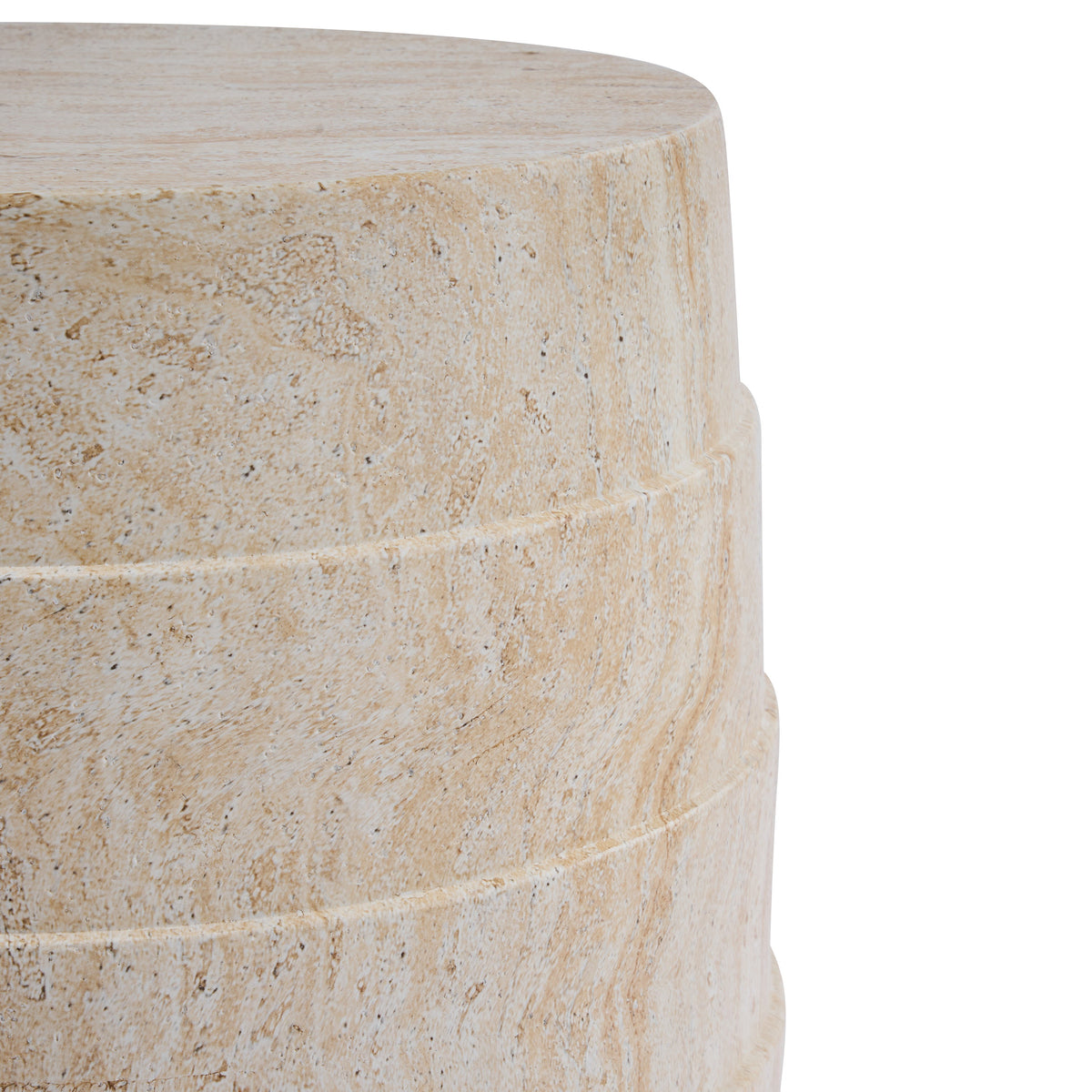 Modern Cylindrical Travertine-Look MGO Outdoor Side Table