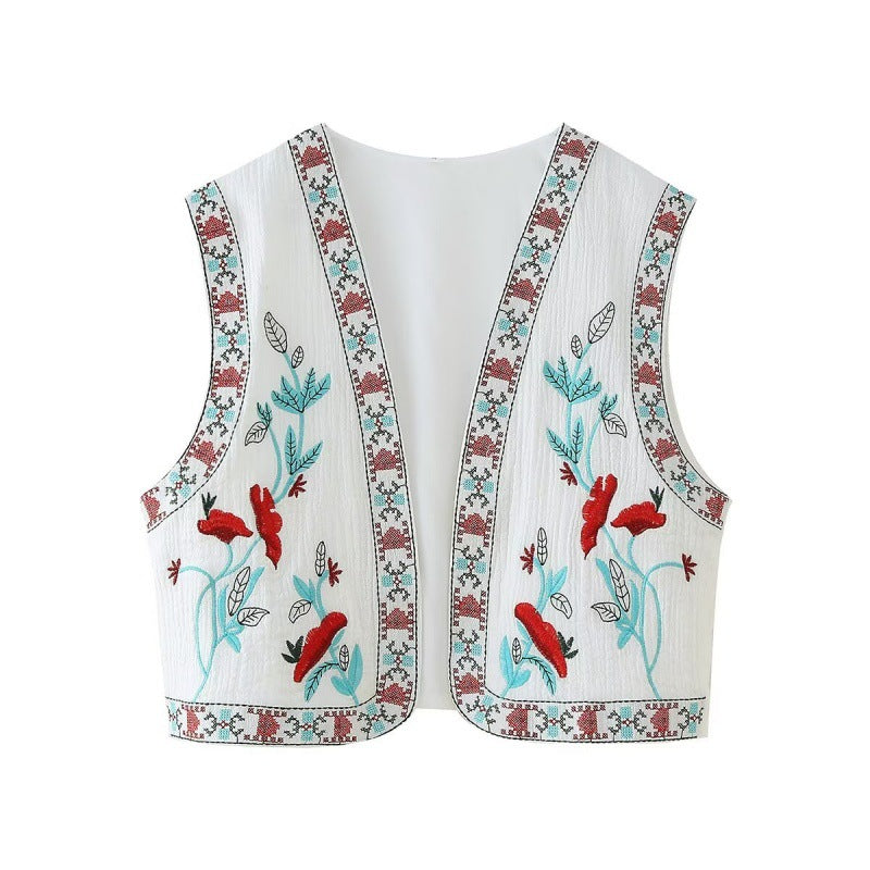 Retro Style Embroidered Vest Top