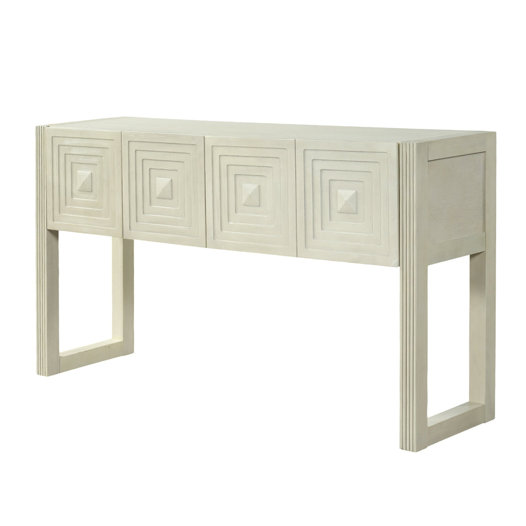 Geometric Carved Console Table with 3 Soft-Close Drawers