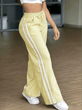 Women's High-waisted Lace-up Patchwork Casual Wide-leg Pants