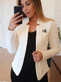 Womens Petite Blazer Cardigan Slim-Fit Long-Sleeve Coat