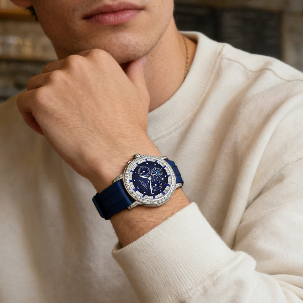 VAN GOGH High Appearance Light Luxury Men's Luminous Blue Mechanical Watch Bohui Series