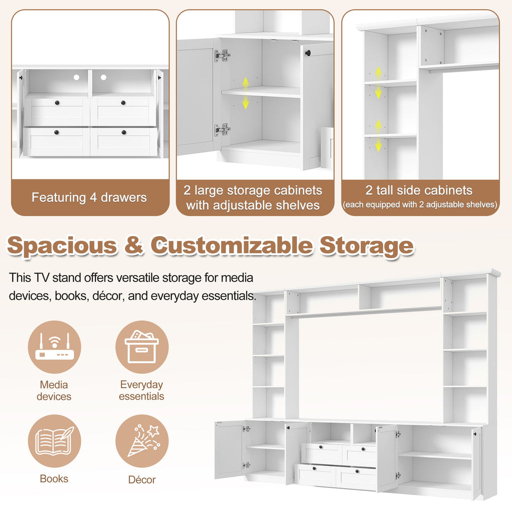 Farmhouse Elegant Entertainment Center Wall Unit