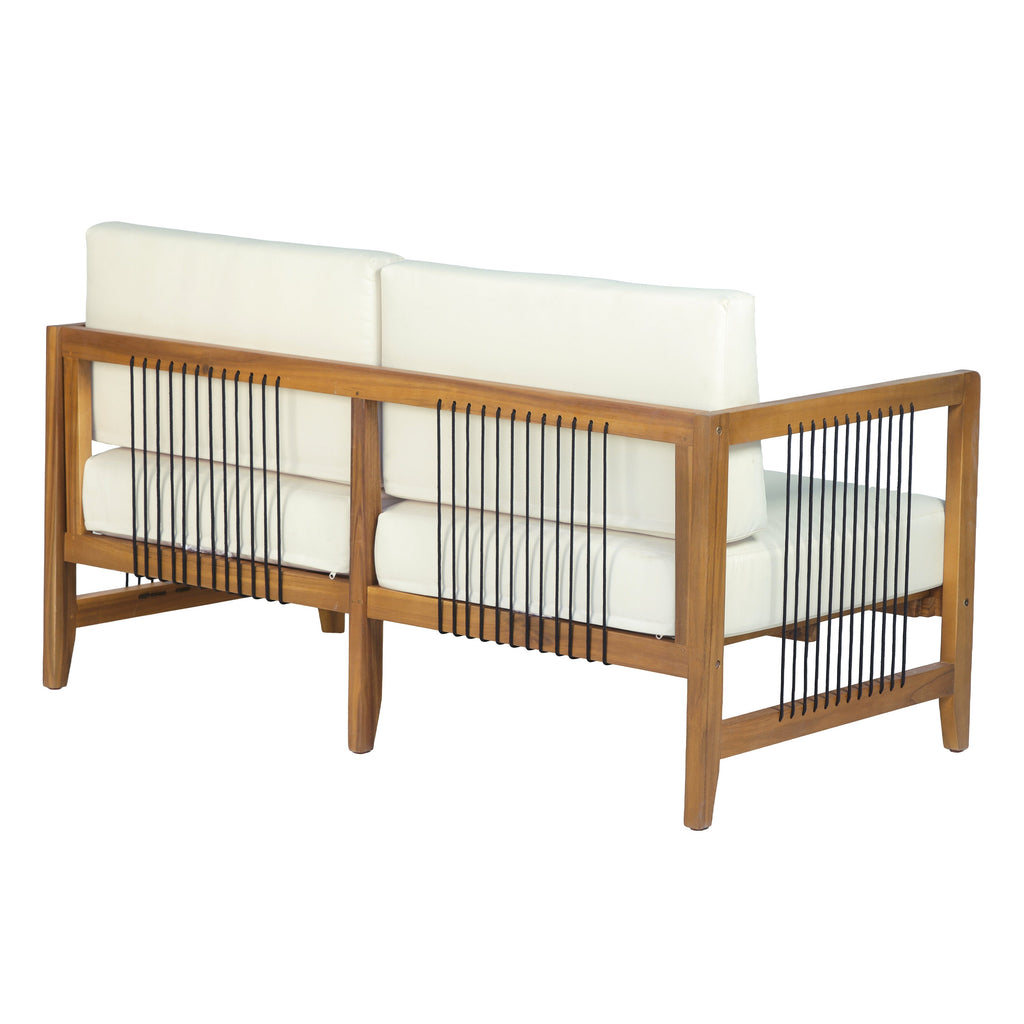 2-Piece Acacia Wood Outdoor Loveseat Set