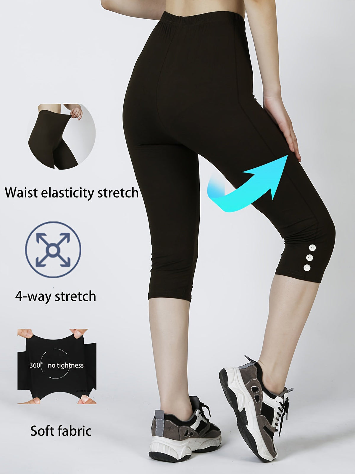 Women High Waisted Capri Leggings, Buttery Soft Yoga Pants, 4-Way Stretch Workout Athletic Cropped Pants For Daily Gym Fitness