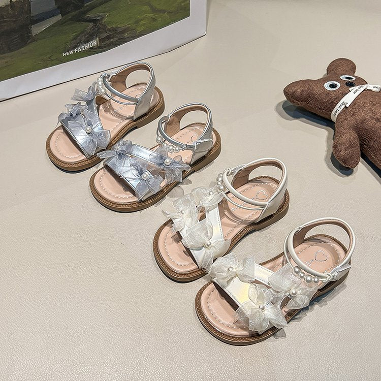 Fairy Style Girls' Baby Princess Sandals, Bow Shaped Children's Roman Shoes, Summer New Style Girls' Beach Shoes