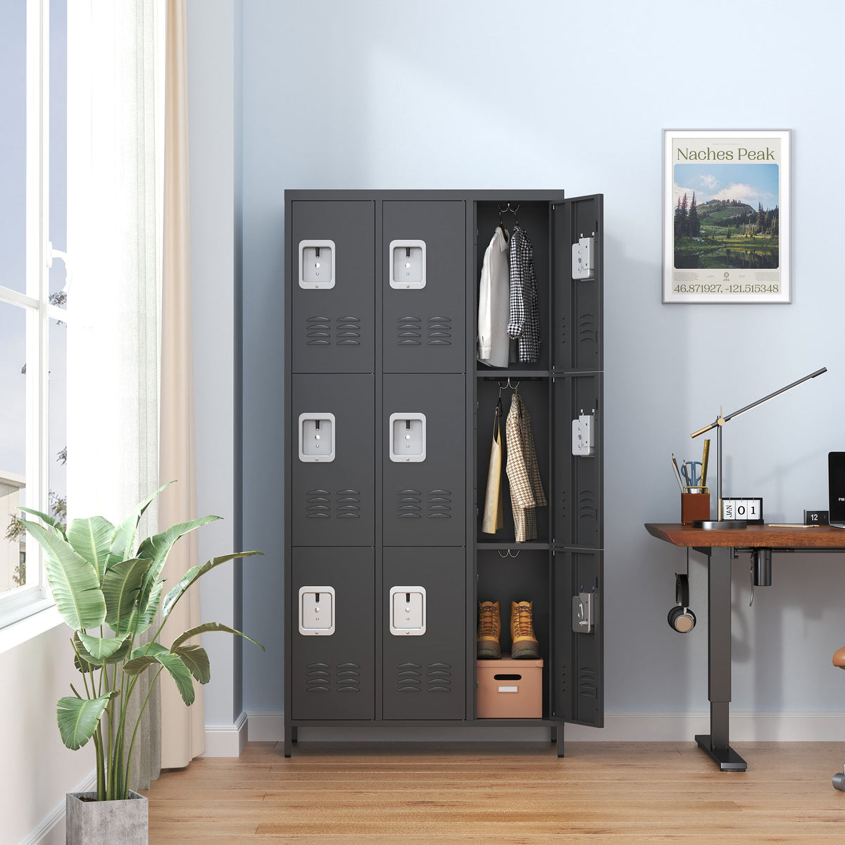 9 Door 72"H Metal Lockers with Lock for Employees