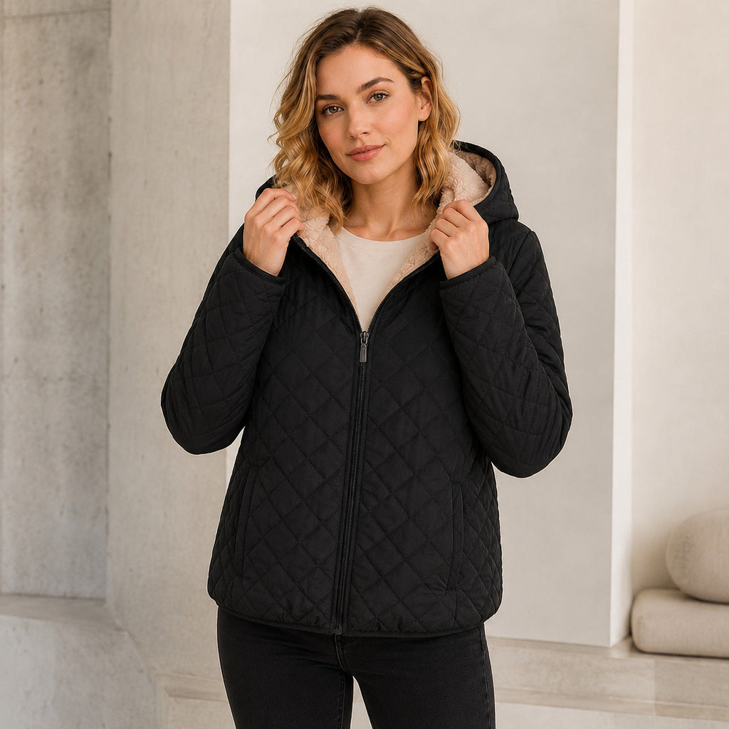 Womens Short Hooded Cotton-padded Coat