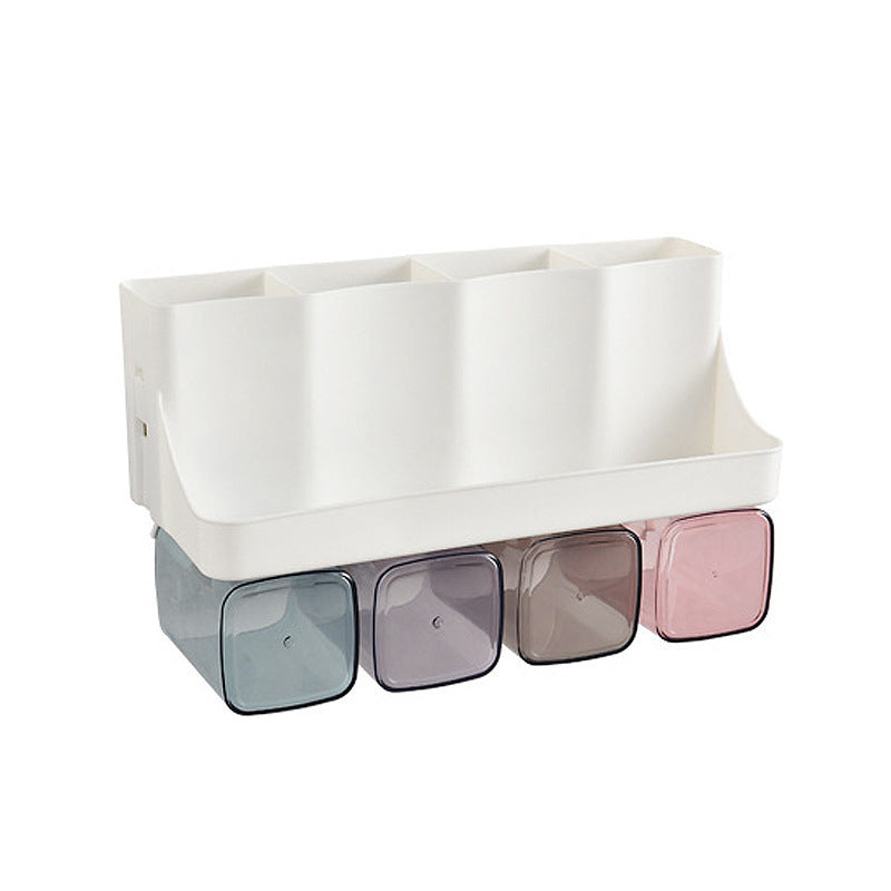 Toothbrush Holder Bathroom Shelving Perforation-free Suction Wall Bathroom Toiletry Set