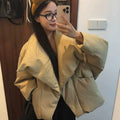 Womens Short, Large Lapel Cotton Coat Warm Outerwear