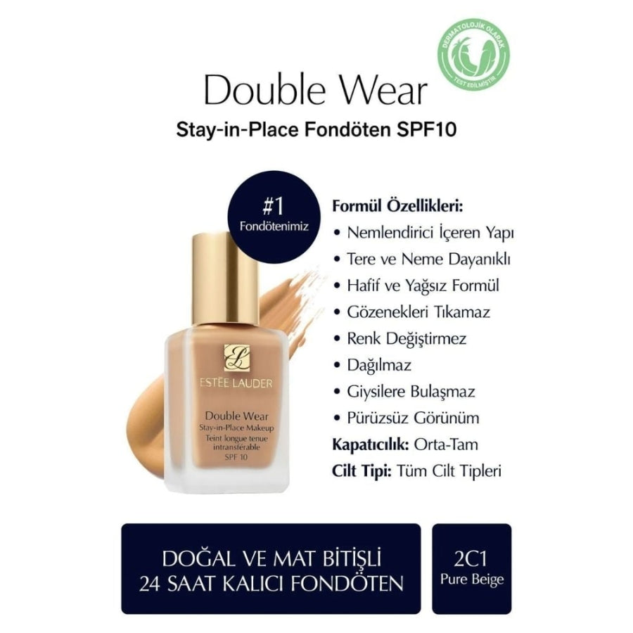 Estee Lauder Double Wear Foundation SPF 10 2C1 Pure Beige 30ml