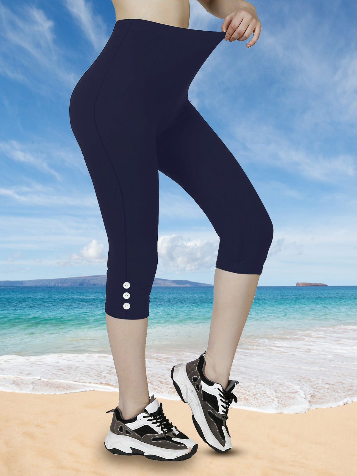 Women High Waisted Capri Leggings, Buttery Soft Yoga Pants, 4-Way Stretch Workout Athletic Cropped Pants For Daily Gym Fitness