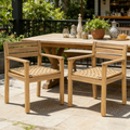 Set of 2 Outdoor Acacia Wood Dining Chairs with Woven Seats
