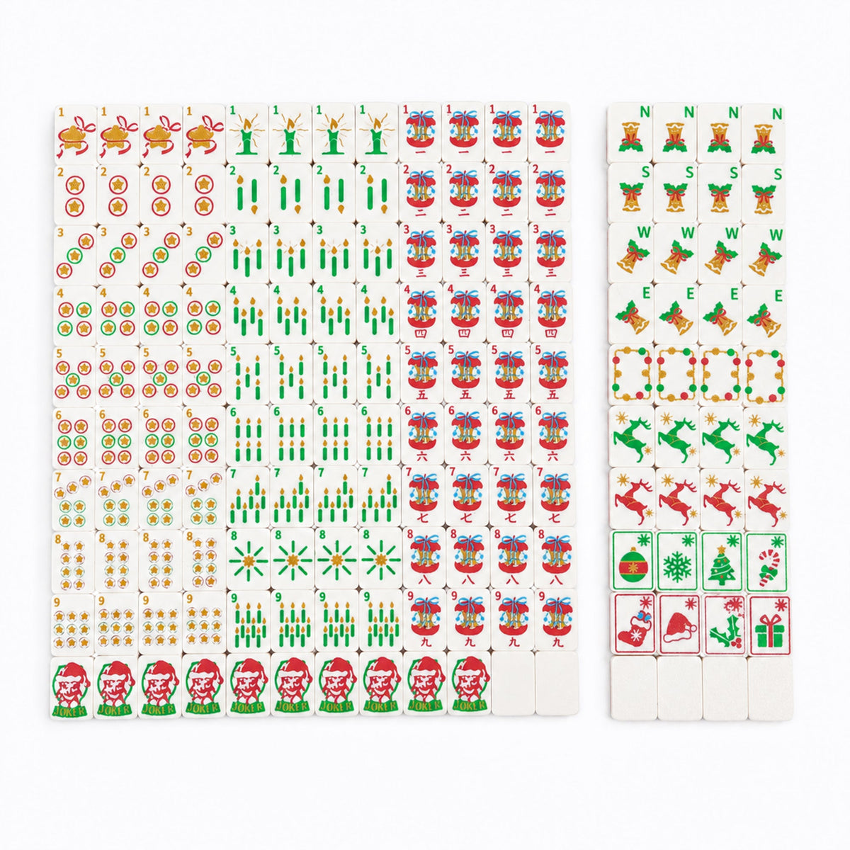 160PCS Christmas American Mahjong Set 3D Printed Red White Mahjong Tiles With Holiday Designs Storage Case For Game Night