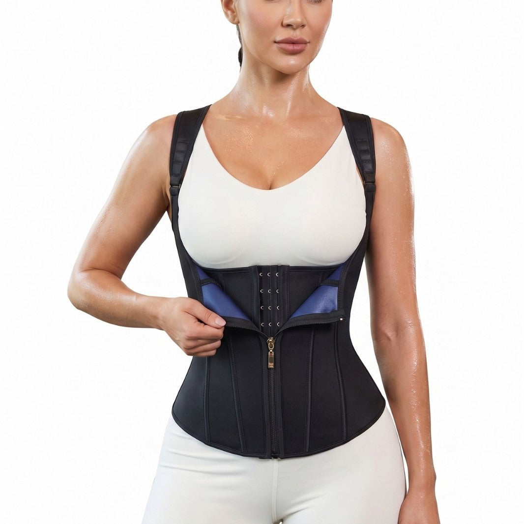 Women's Waist Trainer Corset, Zipper & Hook Sauna Sweat Vest, Tummy Control Body Shaper Shapewear For Workout Fitness