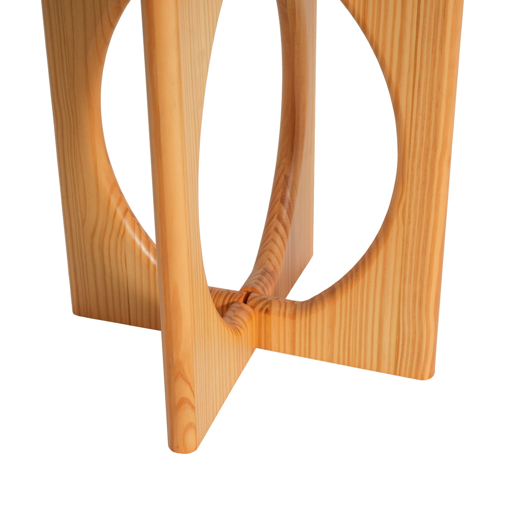 Natural Pine Wood Round End Table