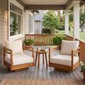Set of 2 Acacia Wood Outdoor Swivel Chairs with Cushions