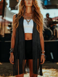 Suede Tassel Shawl Sleeveless Vest Jacket