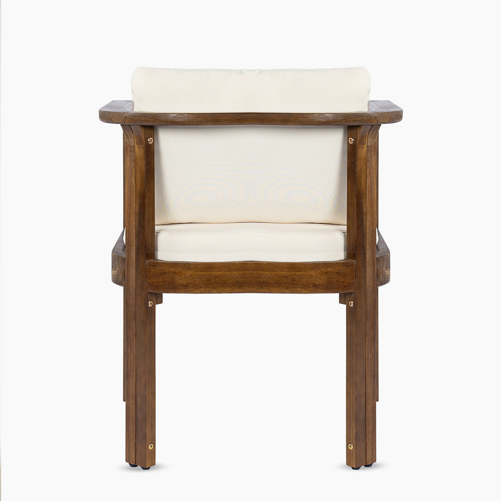 Outdoor Dining Chair Set of 4 with Curved Acacia Wood Arms