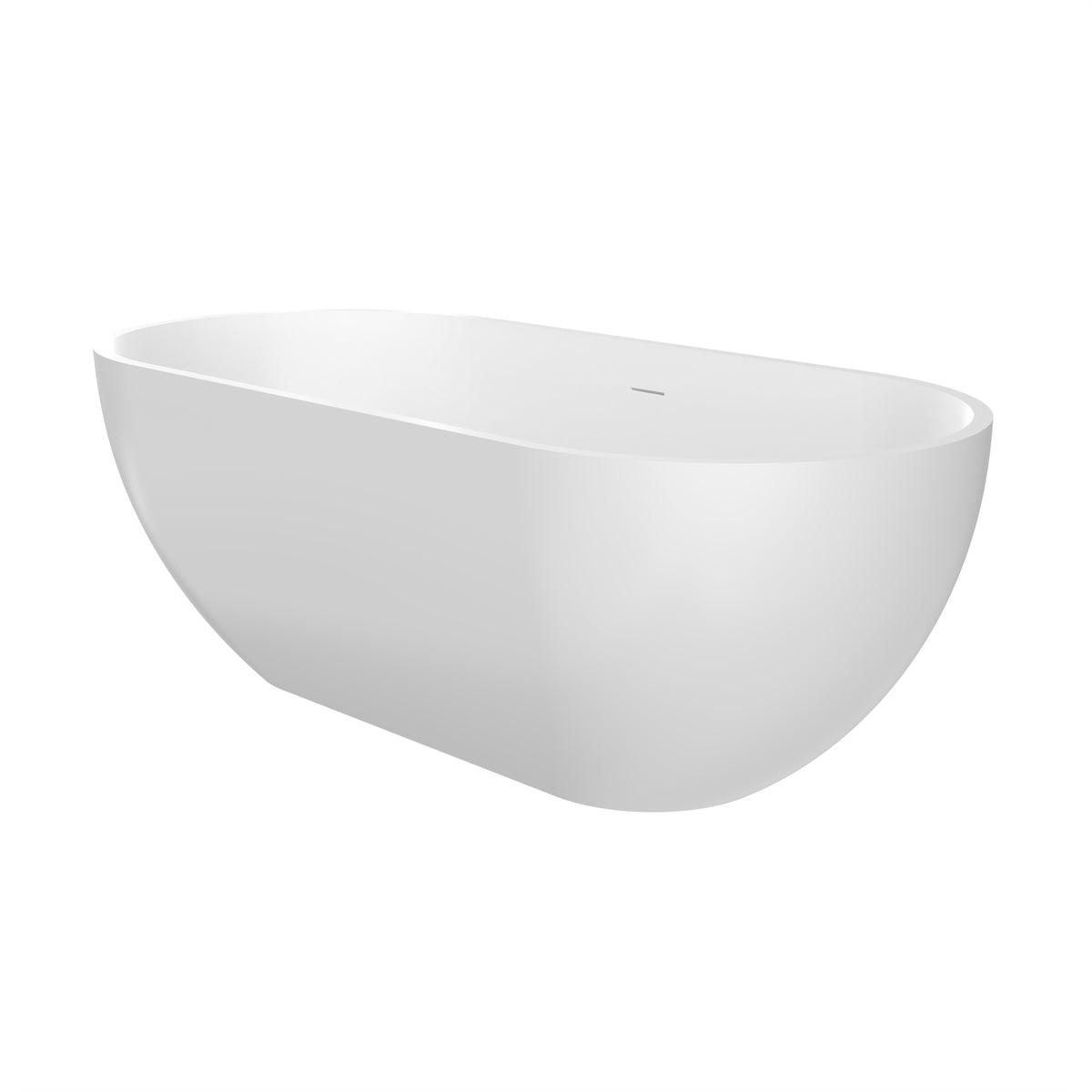 63 Inch Artificial Stone Solid Surface Oval Shape Freestanding Bathtub
