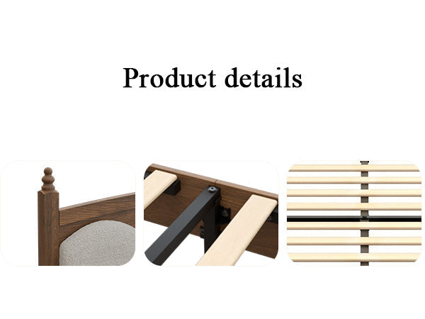 King Size Platform Bed Frame with Upholstered Headboard