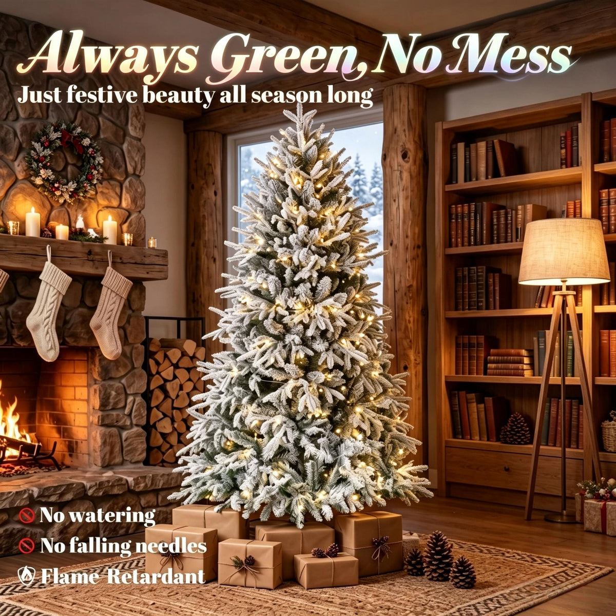 Pre-lit Flocked Christmas Tree