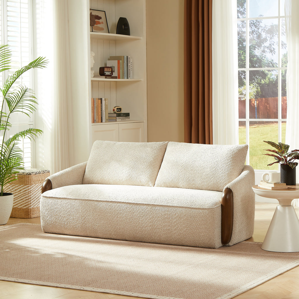 75 In. Curved Boucle Upholstered Sofa