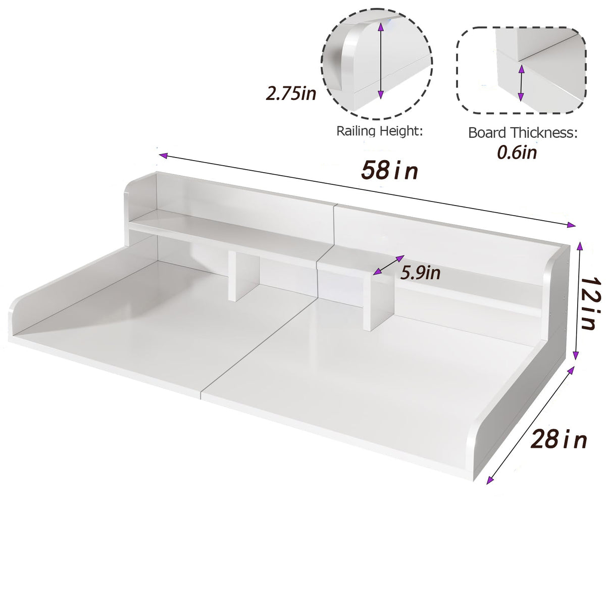 Washer Dryer Countertop with Non-slip Pads - Walnut