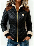 Womens Quilted Jacket With Fur And Zipper Coat