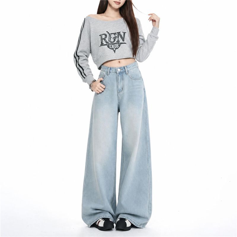 Loose And Comfortable Jeansstructured Slimming And With A Smooth Flowing Wide-leg Cut