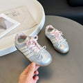 2026 Spring New Girls German Trainers, Korean Style Bow Decor Stylish Genuine Leather Thin Sole Kids Casual Sneakers
