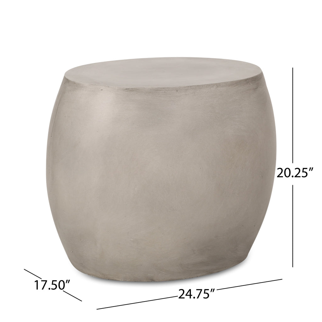 Outdoor Oval Lightweight Concrete Side Table