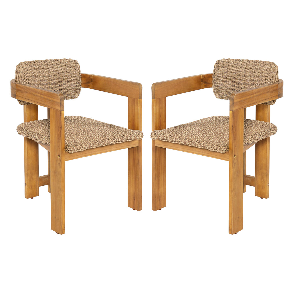 Outdoor Acacia Wood Dining Chair Set of 2
