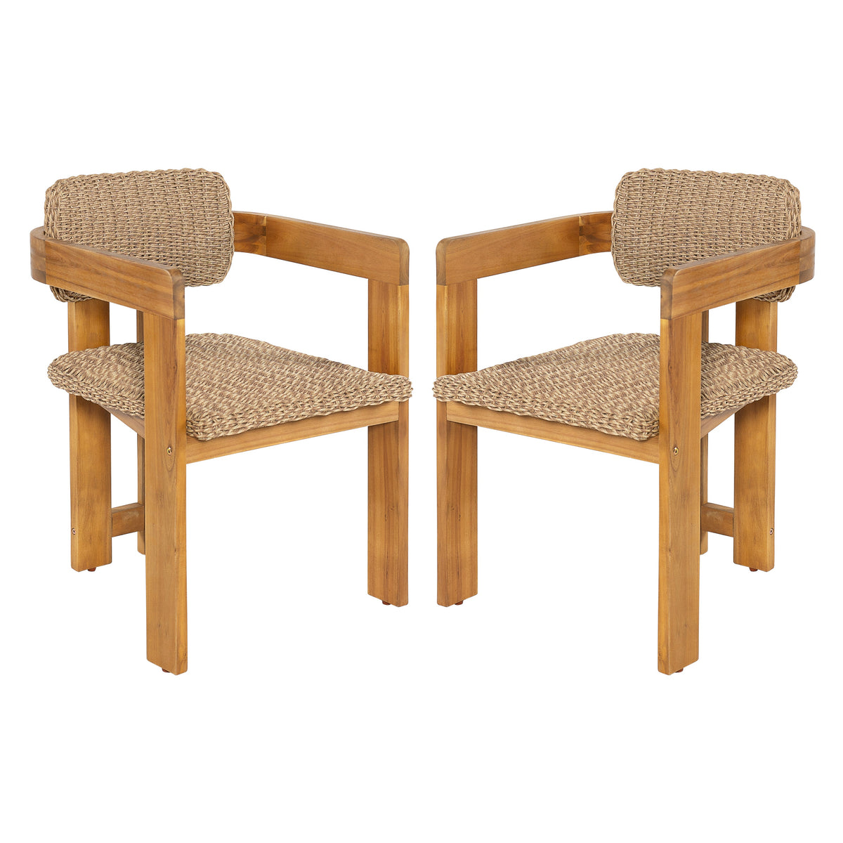 Outdoor Acacia Wood Dining Chair Set of 2