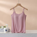 Women's Padded Vest Bra, Built-in Bra Tank Top, Slim Fit, Flattering Modal Underwear For Summer-bean Powder