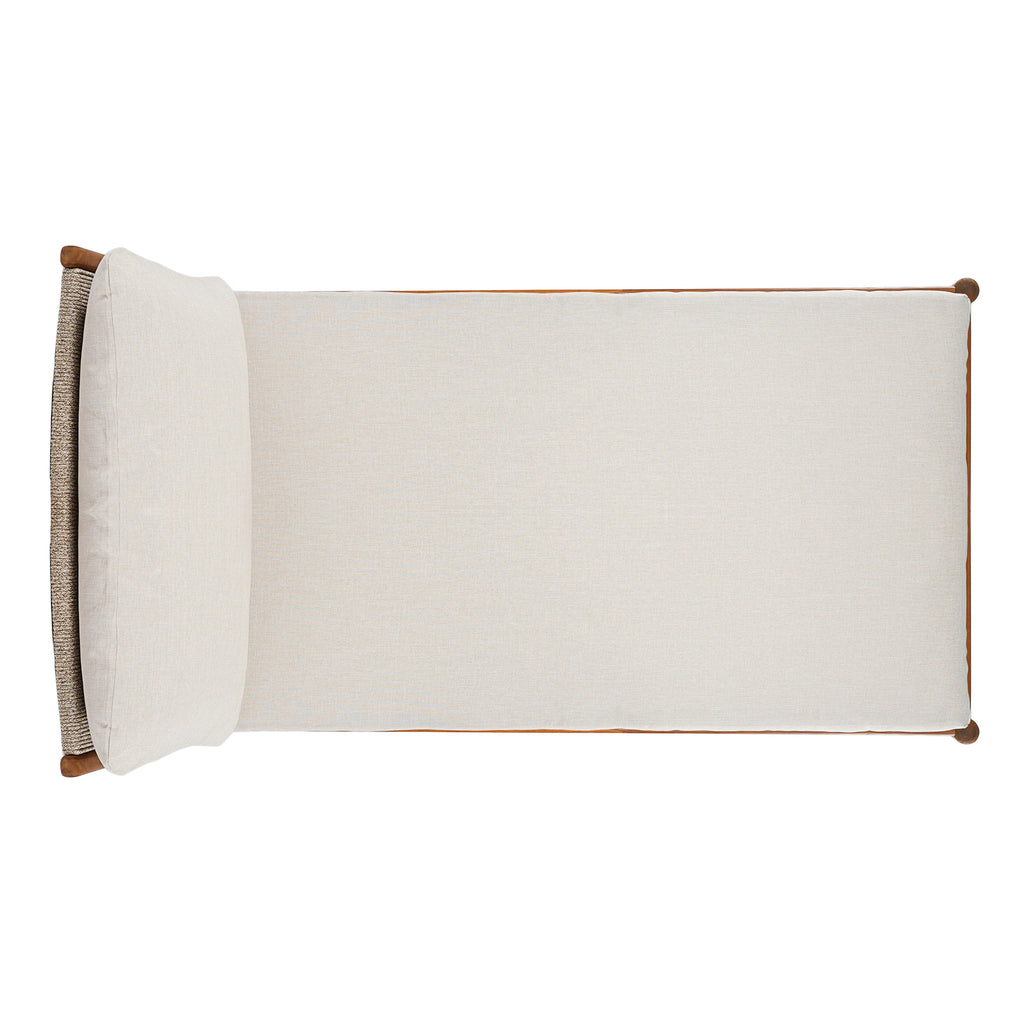 Cape Outdoor Acacia Chaise Lounge with Rope Woven