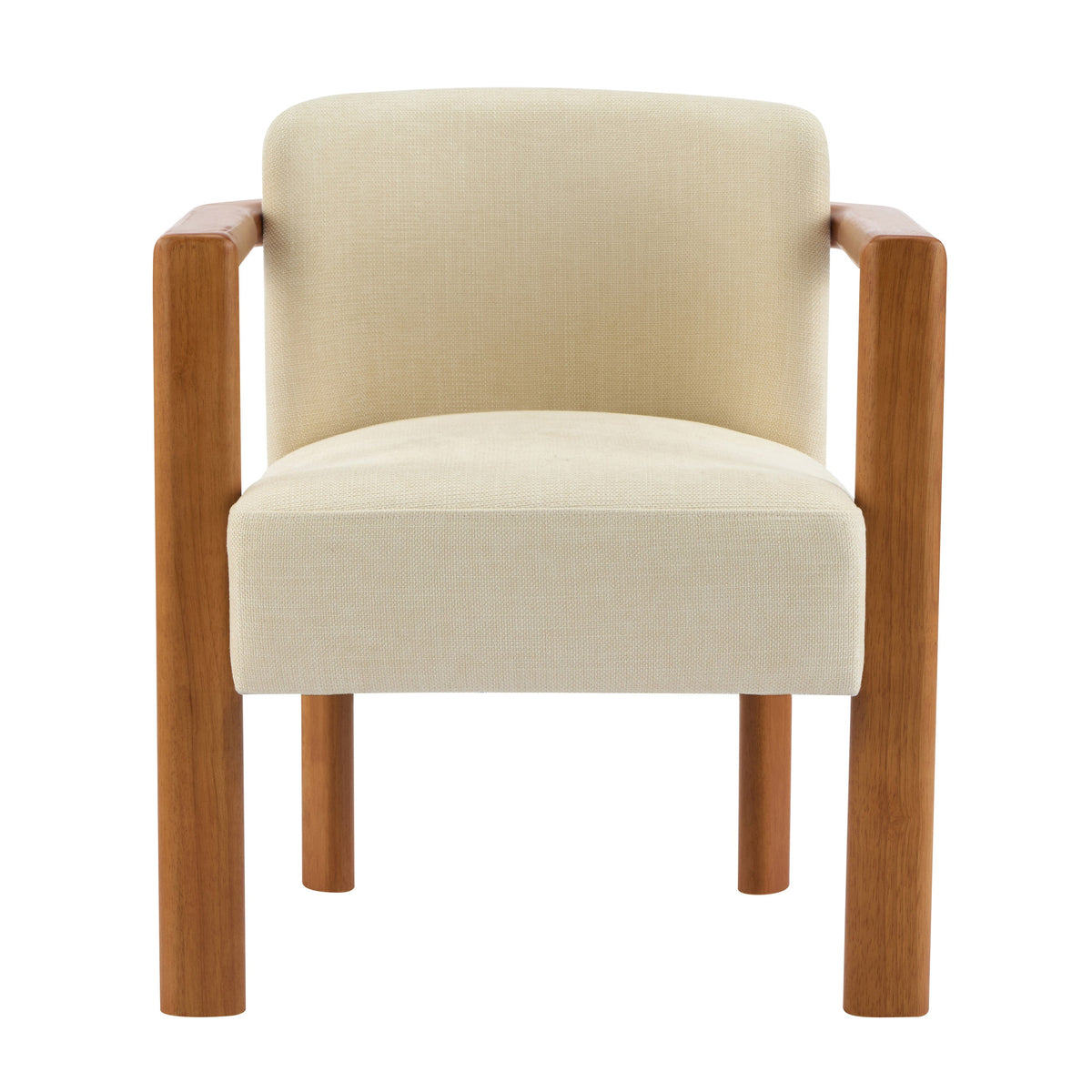 Upholstered Fabric Armchair with Walnut Frame